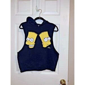 THE SIMPSONS Black Sleeveless Pullover Hoodie Sz S